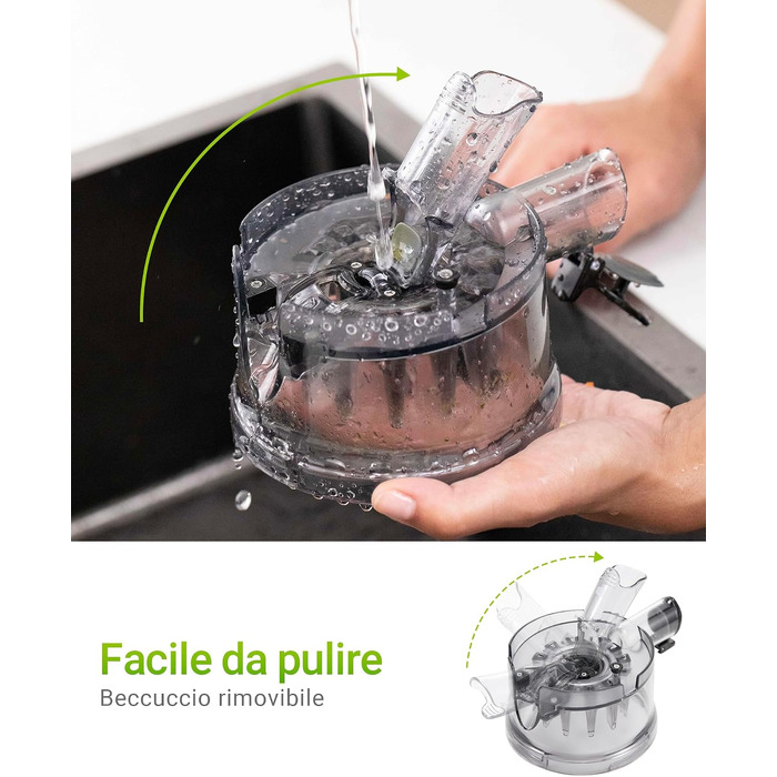 Шнекова соковижималка TUUMIIST Slow Juicer для цілих фруктів та овочів, 1.8 л, глянцевий чорний, 135 мм