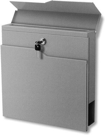 Поштова скринька Metzler антрацит з газетницею та іменним шильдиком RAL 7016, вулична, антикорозійна, для настінного монтажу, сучасний дизайн 37x37x10.5 см