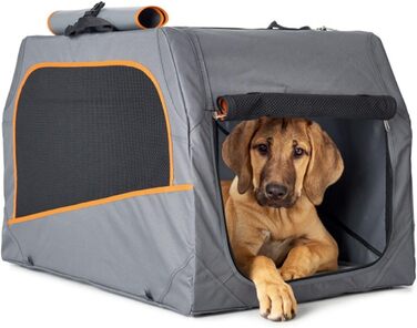 Складана переносна переносна собача будка HUNTER з алюмінієвим каркасом, сірого/помаранчевого кольору, S, 61 x 43 x 46 см