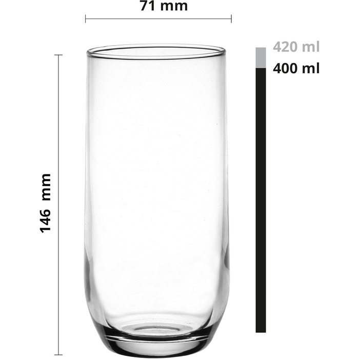 Набір склянок Glasmark KROSNO 1992 Longdrink 6 шт, 400 мл для води, коктейлів, високі склянки для напоїв, придатні для мийки в посудомийній машині