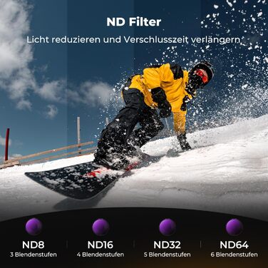 Набір фільтрів K&F CONCEPT ND для DJI Osmo Action 6: ND8, ND16, ND32, ND64 - 4 шт.