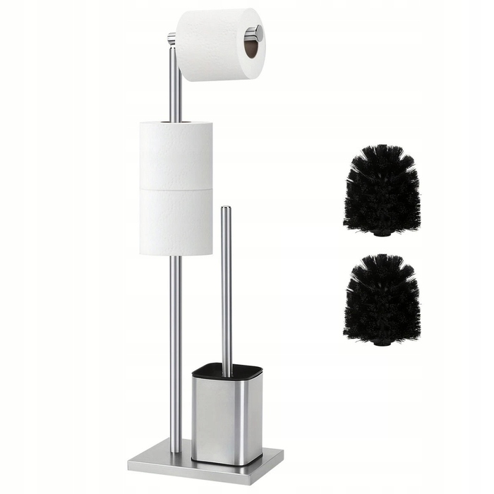 Тримач для туалетного паперу та йоржик 2в1, підлоговий стійка для ванної кімнати, сріблястий, 66 см