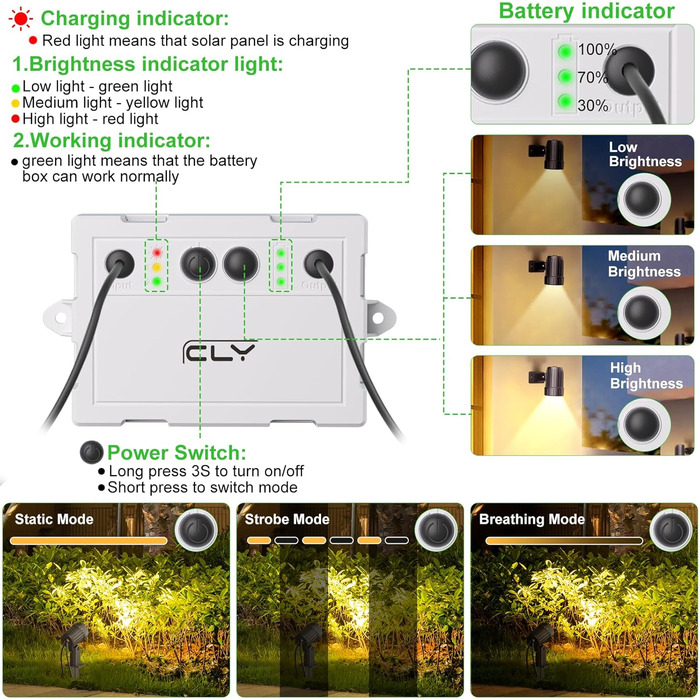 CLY Solar Lamps for Outdoors, Solar Spotlights Garden Light with Remote Control IP66 Waterproof 10 Colors 30 Dynamic Modes Timer Garden Lighting for Gardens Path Christmas Decoration 6 Pieces (Warm White/Natural/Cold White, 4 Pieces)