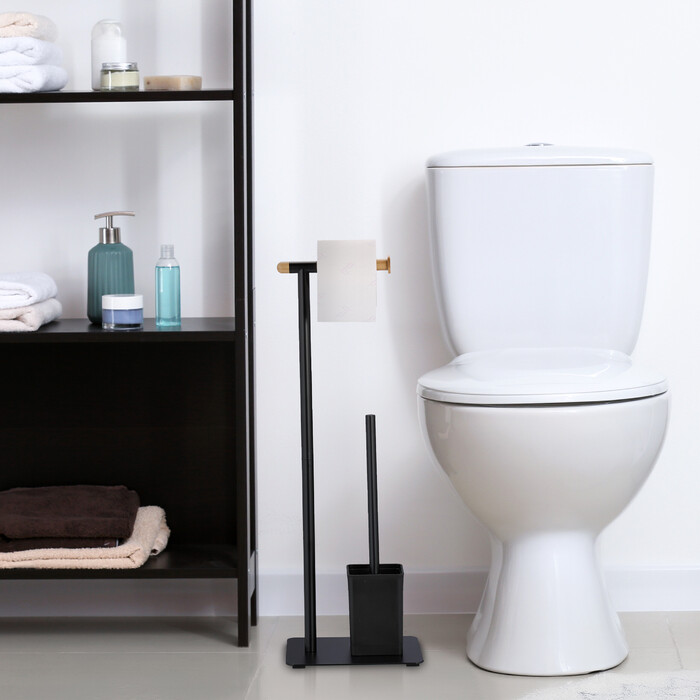 Relaxdays Toilet Set made of Bamboo & Stainless Steel