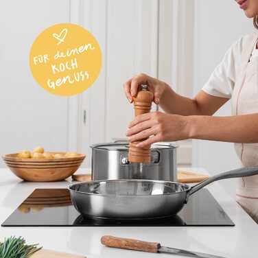 SILBERTHAL 3-Piece Stainless Steel Fry Pan Set - 20, 24, & 28cm - Induction Compatible, Non-Stick, Oven Safe up to 250°F