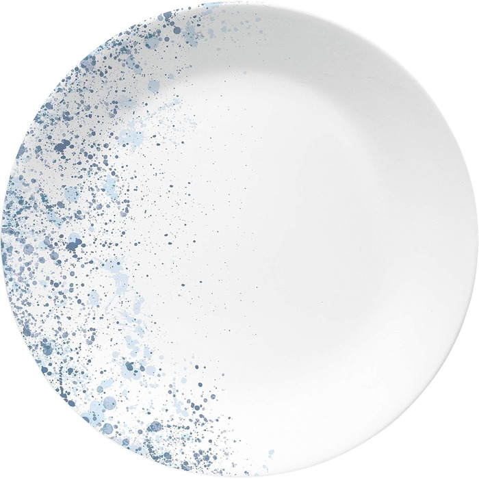 Corelle набір посуду 18 предметів, Indigo Speckle, блакитно-білий, на 6 осіб. Стійкий до сколів, включає великі тарілки 26 см, салатові/сімейні тарілки 17 см та супові/кашові миски 530 мл