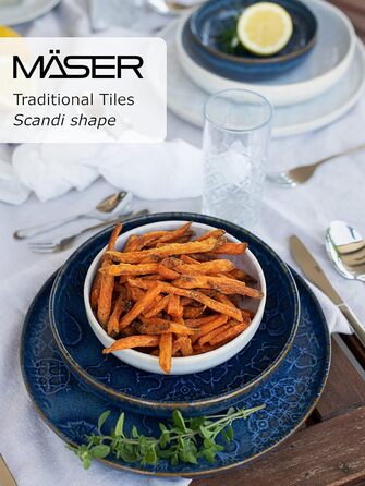 Набір посуду MÄSER Serie Tiles Modernes Vintage для 2 осіб (8 предметів) – кераміка, блакитний, скандинавський стиль