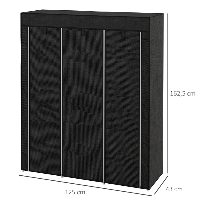 Шафа для одягу HOMCOM з вішалкою, 8 полиць, 125x43x162,5 см, світло-сіра, компактна розкладна шафа для передпокою та спальні