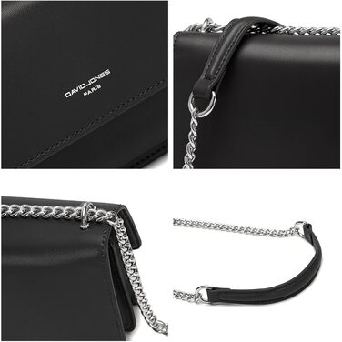 Сумка жіноча David Jones через плече, чорна: мініатюрна кросбоді, клатч зі штучної шкіри, елегантна вечірня та повсякденна