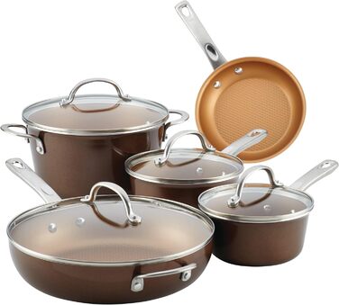 Набір посуду Ayesha Curry Home Collection, 9 предметів, антипригарне покриття, коричневий