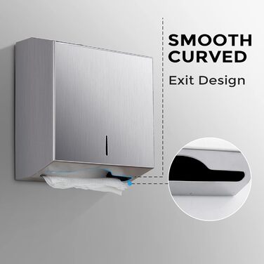 Modunful Multifold Paper Towel Dispenser - Multifold Trifold Paper Towel Dispenser, Large Capacity Stainless Steel Tissue Holder, Suitable for Bathrooms and Public Places (Silver 5823)