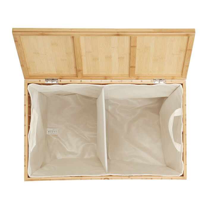 Relaxdays Bamboo Laundry Hamper with 2 Compartments