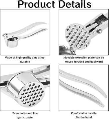 Прес для часнику з нержавіючої сталі, придатний для миття в посудомийній машині - прес для часнику, подрібнювач для кухні