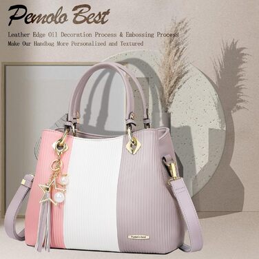 Сумка Pomelo Best жіноча через плече багатокольорова смугаста з внутрішніми кишенями сіро-рожева