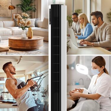 Турбовентилятор 110 см: тихий вентилятор з пультом, іонізація, 12 швидкостей, таймер 12 год, білий колір