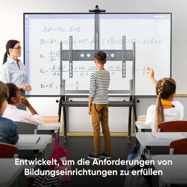 ONKRON Mobile TV Stand for 70-110 inch TVs - Adjustable Height, Rolling Base, VESA 1000x800, Black - TS2081-B / TS2080