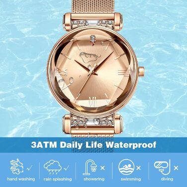 Жіночий годинник CIVO водонепроникний мінімалістичний аналоговий кварц, мода, сукня, елегантний, повсякденний кварцовий годинник для жінок (Y-4 Рожеве золото)