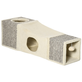 PawHut Cat Tunnel with Play Ball, Cat Toy, Sisal Play Tunnel, Brown+Beige, 98x30x30 cm | Aosom
