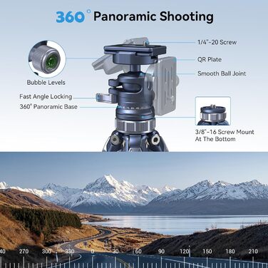 Штатив SMALLRIG для камери з компактною центральною колоною, 360° кульковою головкою, QR-пластиною, вантажопідйомністю до 8 кг, для DSLR-камер -4222B