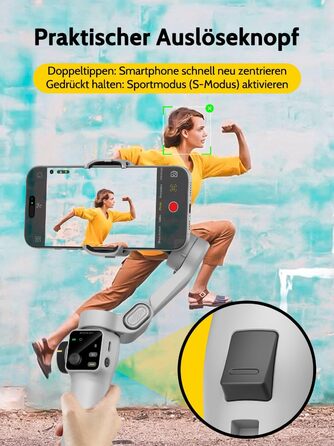 Стабілізатор гіроскоп AOCCHUAN Smart V8 з 7.8-дюймовою штангою, AI-трекінг, OLED-дисплей, кнопка зйомки (Чорний)