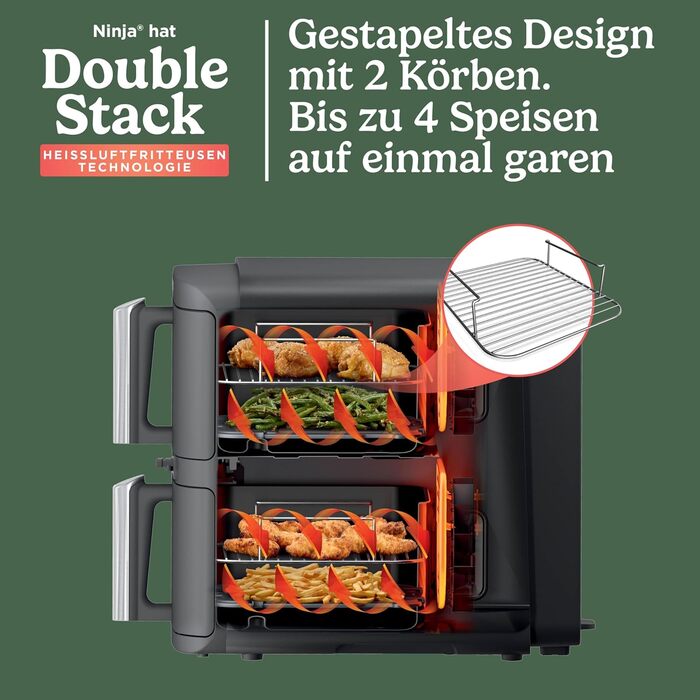 Ninja Foodi FlexDrawer AF500EUSD - Аерофритюрниця з двома зонами 10.4 л, MegaZone, антипригарне покриття, колір - золотий