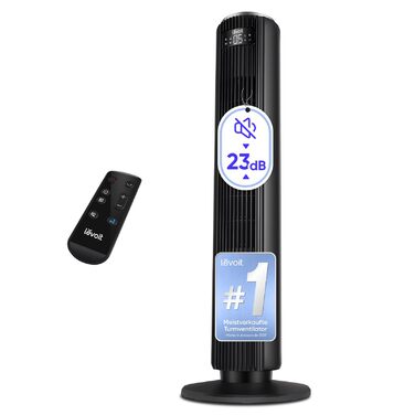 Вентилятор Tower Levoit DC Motor, 106 см, чорний матовий - 4 режими, 12 швидкостей, пульт, 90° осциляція, таймер 12 год