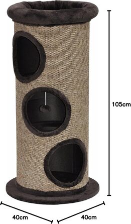 Котячий будиночок-стійка Nanook для великих котів XXL, ігровий комплекс з туалетом, 105 см (коричневий)