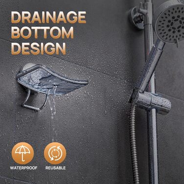 Тримач для мила LEVERLOC з піддоном, місткість до 3 кг, настінний, без свердління, з присосками, для ванної кімнати та кухні, білий (1 ступінь хромована сталь)