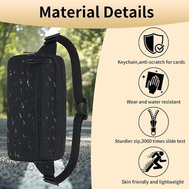 Поясна сумка на пояс для чоловіків та жінок, велика місткість, водонепроникна, з регульованим ремінцем, для активного відпочинку, бігу, ходьби, трекінгу, джогінгу (Чорний)