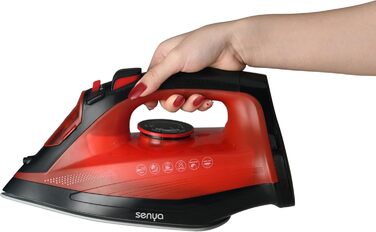 Бездротовий парогенератор SENYA Simple Move V2 - 2400 Вт, 35 г/хв, керамічна підошва, вертикальне прасування, червоний