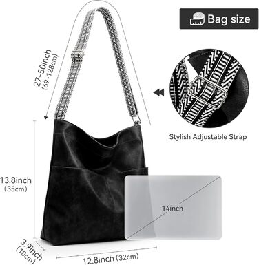 Сумка Kalidi Shopper для жінок, велика сумка-тоут, екошкіра, бежева (Cracked Beige), чорна - для коледжу, школи, роботи, подорожей, покупок