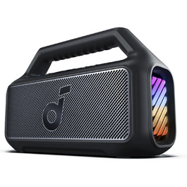 Soundcore Boom 2 - портативна Bluetooth колонка, 80W, сабвуфер, LED, IPX7, USB-C, EQ, BT 5.3, для кемпінгу, пляжу, саду, чорна