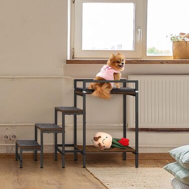 Сходинка для тварин до вікна, багатоярусне ліжко для собак з сходинками, 4-ступенева сходинка для високих ліжок для маленьких собак та котів, 4 яруси з місцем для зберігання