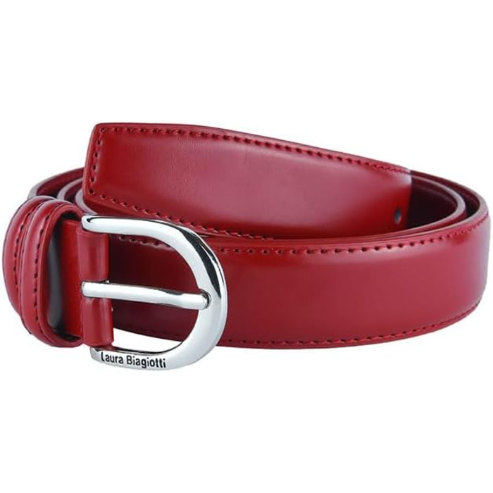 Жіночий шкіряний ремінь Biagiotti, червоний, 3 см, регульований, з подарунковою коробкою (110 см)