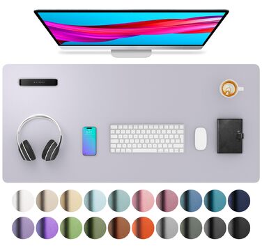 Офісний килимок для миші Aothia з натуральної шкіри 91x43 см, лавандово-сірий - захист столу, підкладка для ноутбука