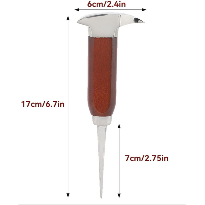 1 x 17 cm ice pick for bar, stainless steel and wood, Japanese style, ice pick, ice pick for freezer, kitchen, picnic, camping (U77-1)