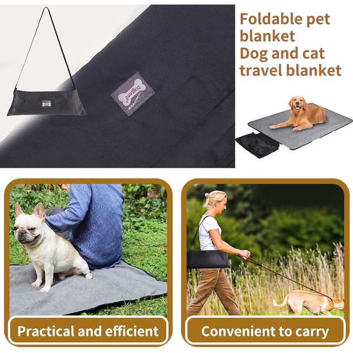 Водонепроникний килимок для собак - туристичний килимок для тварин, розкладний, 100 x 70 см, для дому та подорожей