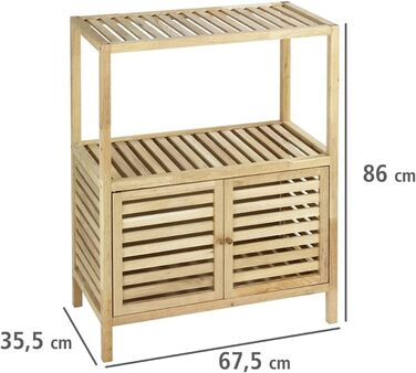 WENKO Stool Norway, warm accentuated square high-quality living stool with clear lacquer seal, natural solid walnut wood, Scandinavian design, 40 x 46 x 30 cm, Natural (shelf with 2 doors)