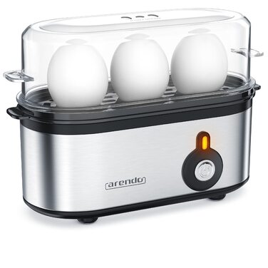 Електричний яйцеварка Arendo Threecook з нержавіючої сталі - 1-3 яйця, регулювання ступеня готовності, безпечний, BPA-free