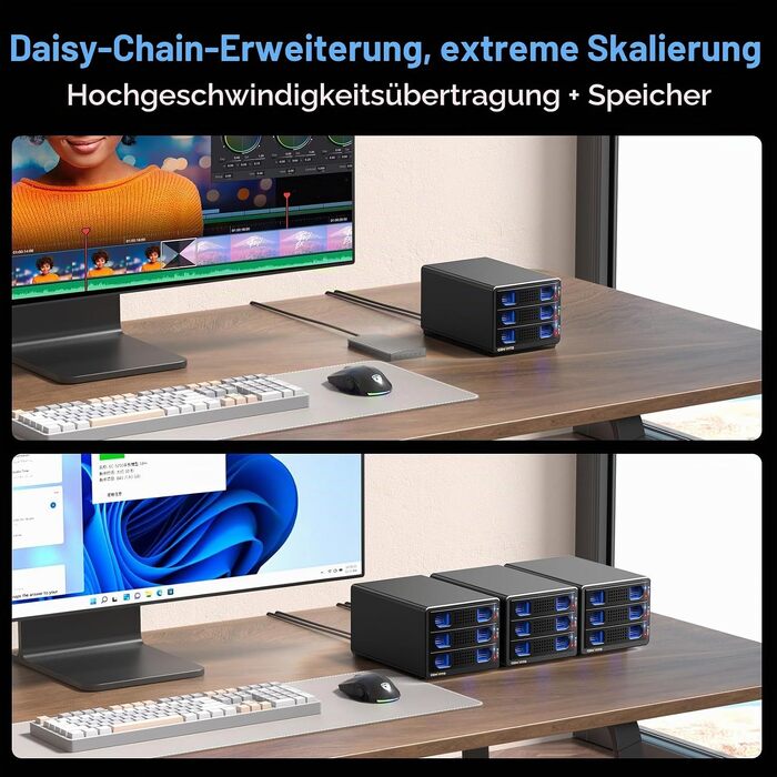 Зовнішній корпус для HDD/SSD CENMATE 803TC Dual Bay, 10Gbps, USB 3.2 (A/C), алюмінієвий з охолодженням для 2.5/3.5 SATA дисків, Hot Swap