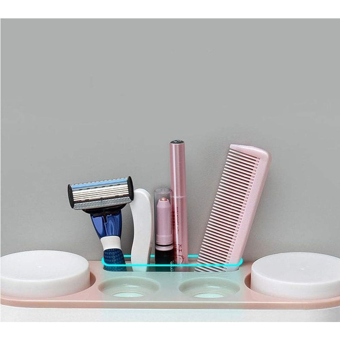 Автоматичний диспенсер пасти та тримач для зубних щіток MHTECH (рожевий) - комплект з 2 пастоущільнювачами, 4 стаканами, вміщує 5 щіток