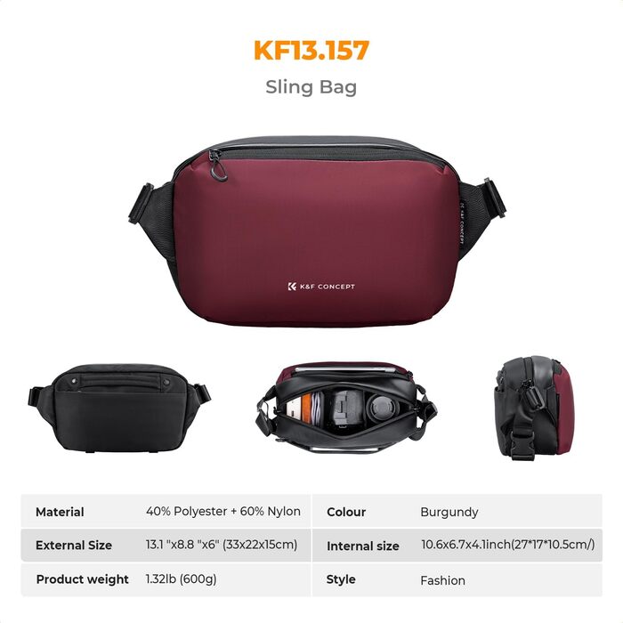 Рюкзак для камери K&F Concept, сумка через плече, фотосумка, квадратна сумка для фотографів, сумісна з Canon/Nikon/Sony/DJI Mavic