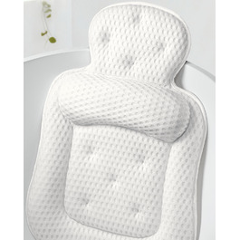 Подушка для ванни з підтримкою голови та шиї, антиковзаюча, з 54 присосками, м'яка сітчаста тканина 3D, для розслаблення та спа-процедур, бежева