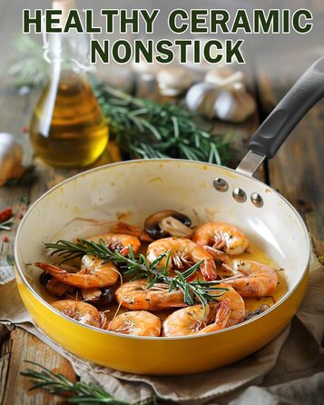 Набір каструль та сковорідок Cook N Home Antihaft, 10 шт. з керамічним покриттям, жовтий