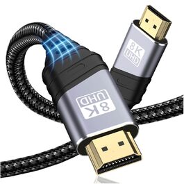 HDMI 2.1 кабель TEFLOTY: 8K, 48Gbps, Ultra Highspeed, підтримка 8K@60Hz, 4K@120Hz, eARC, HDCP 2.2/2.3, DTS:X, Dolby Atmos, сумісний з HDTV, PS5/4/3, Xbox Series X/S, моніторами