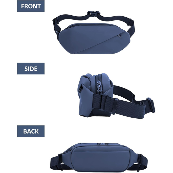 Чоловіча/Жіноча бананка з PU шкіри, водонепроникна, для спорту, подорожей, бігу, трекінгу, стильна темно-зелена (темно-синя, велика)