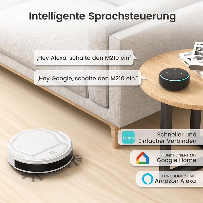 Робот-пилосос LEFANT Gen2 з функцією миття, 12000Pa, LiDAR-навігація, керування через додаток/Alexa/iWatch (M210P)