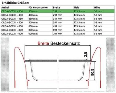 Органайзер для столових приборів Orga-Box сріблясто-сірий для шухляди 80 см (473,5 x 694 мм) Nobilia, Besteckkasten III