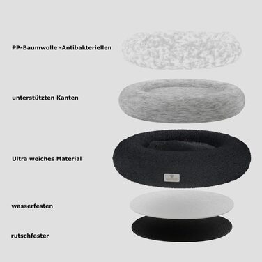 Кругле ліжко для собак та котів Pfoten&nasen® Wolke 7 - м'яке, знімний чохол, 105 см (Сірий/Білий)