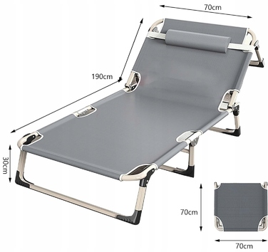 Розкладне ліжко K&M, 190 см x 73,5 см, сіре